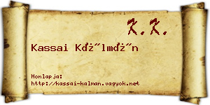 Kassai Kálmán névjegykártya